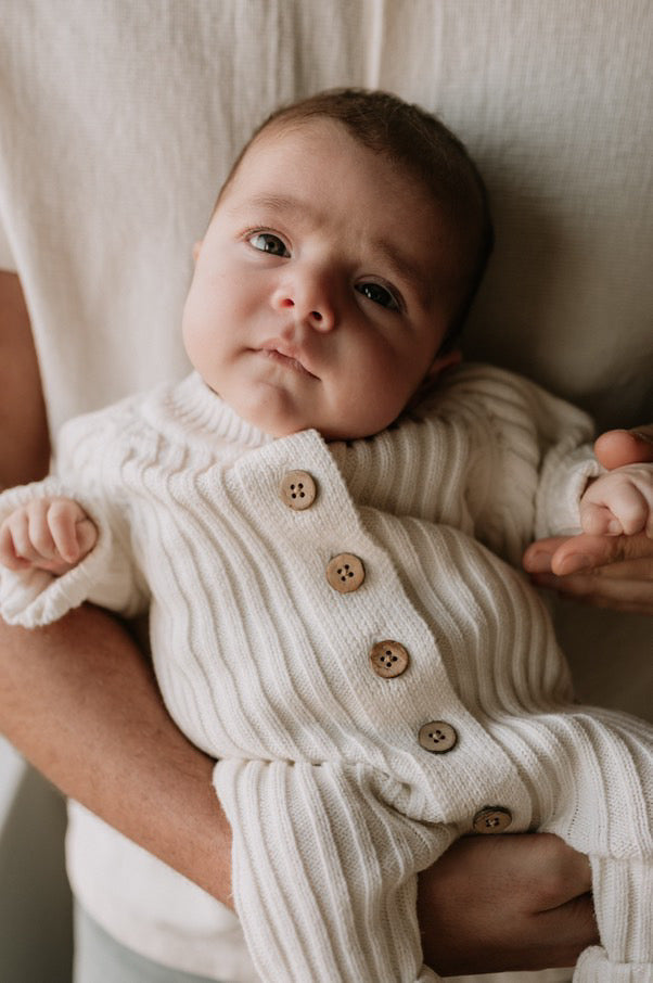 Knitted Romper Milk – Organic Cotton