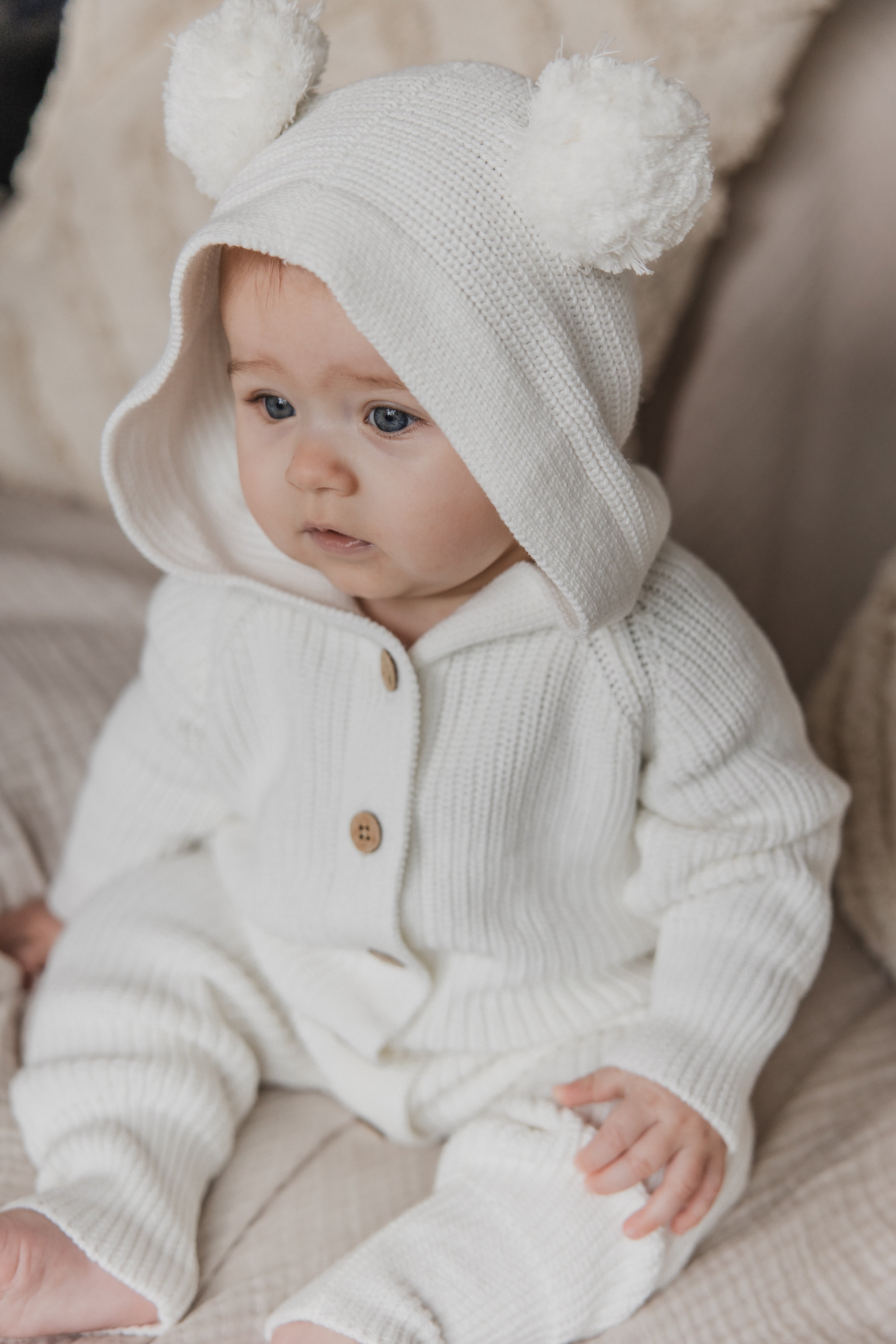 Knit Playsuit Milk - Organic cotton