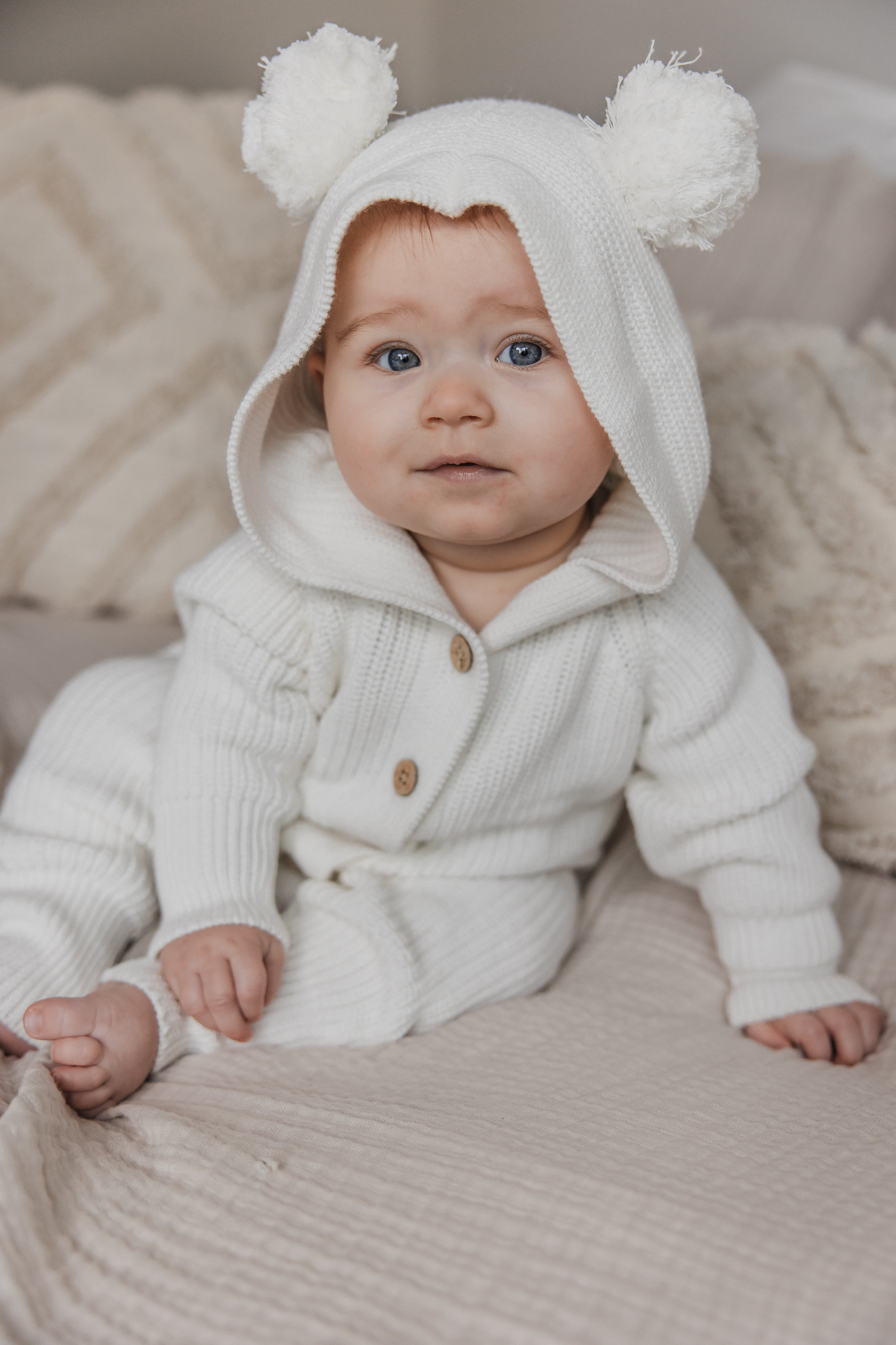 Knit Playsuit Milk - Organic cotton