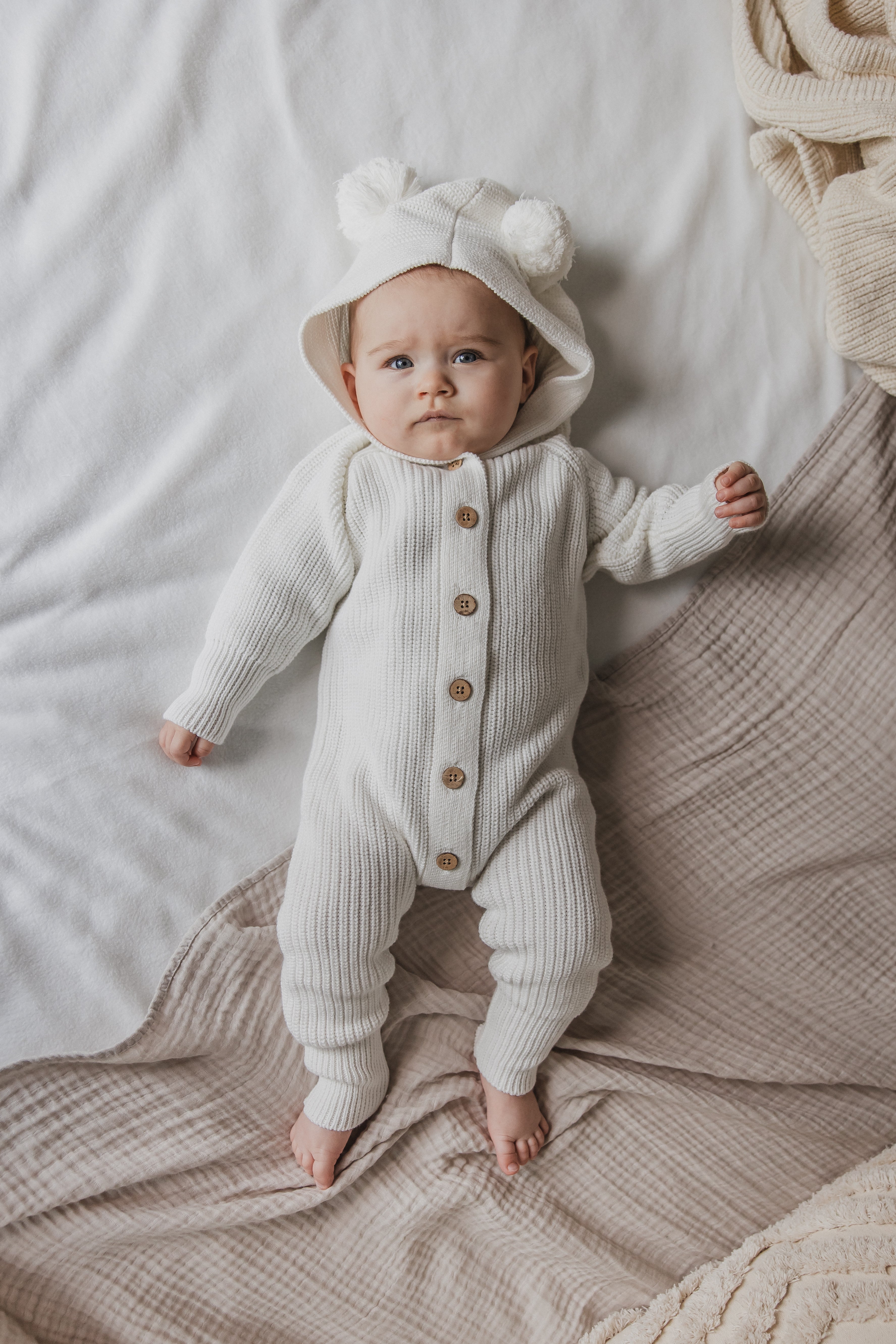 Knit Playsuit Milk - Organic cotton
